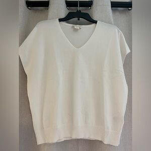 White V-Neck Sleeveless Sweater